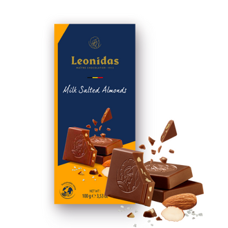 Σοκολάτα Γάλακτος Πλάκα με Αλατισμένα Αμύγδαλα 100γρ (Milk Chocolate Tablet Salted Almonds 100g)